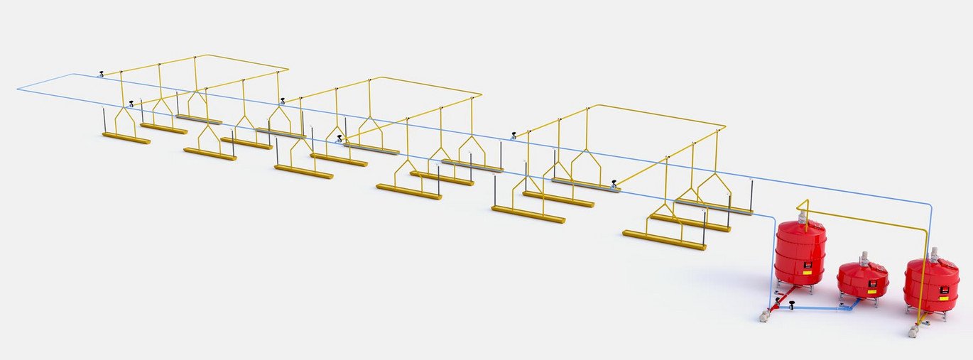 CENTRAL PIPING WITH SECTION PIPES WITH RETURN